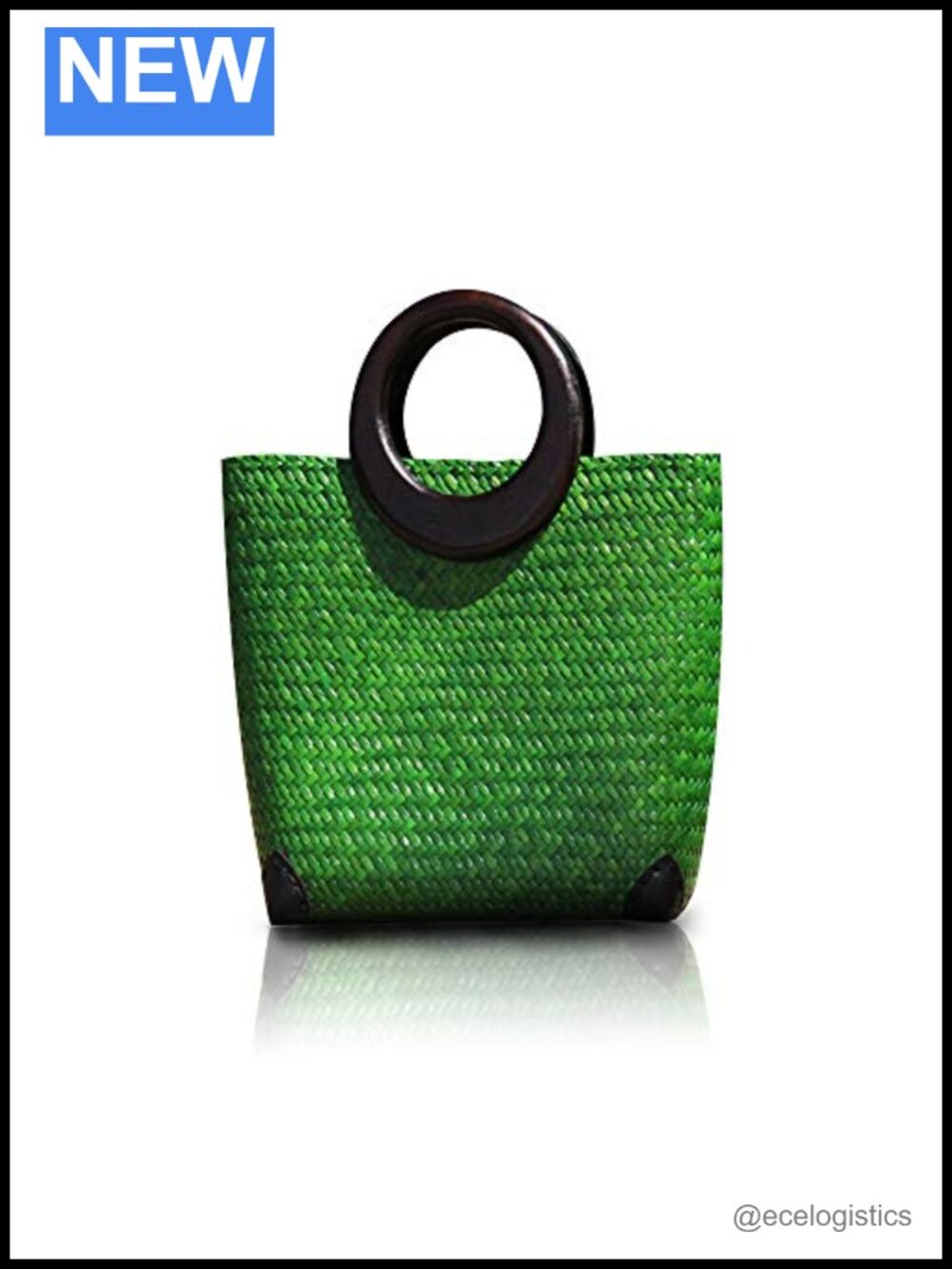 Handwoven Rattan Straw Tote Bag with Wooden Handle Beach Summer Travel